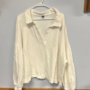 Old Navy XXL cream Long Sleeve Collared Sweatshirt